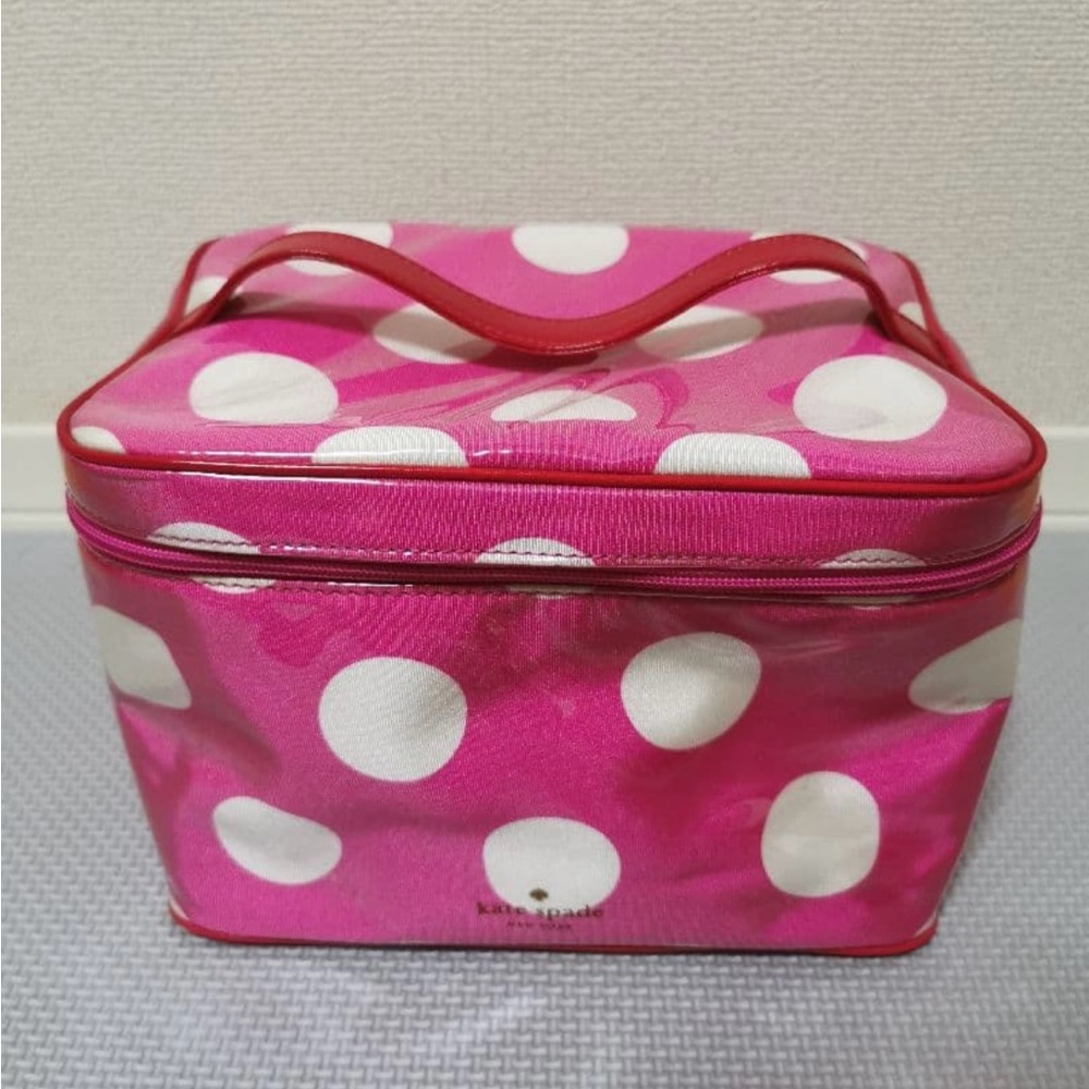 Kate Spade Fuchsia and White Dotted Travel Case